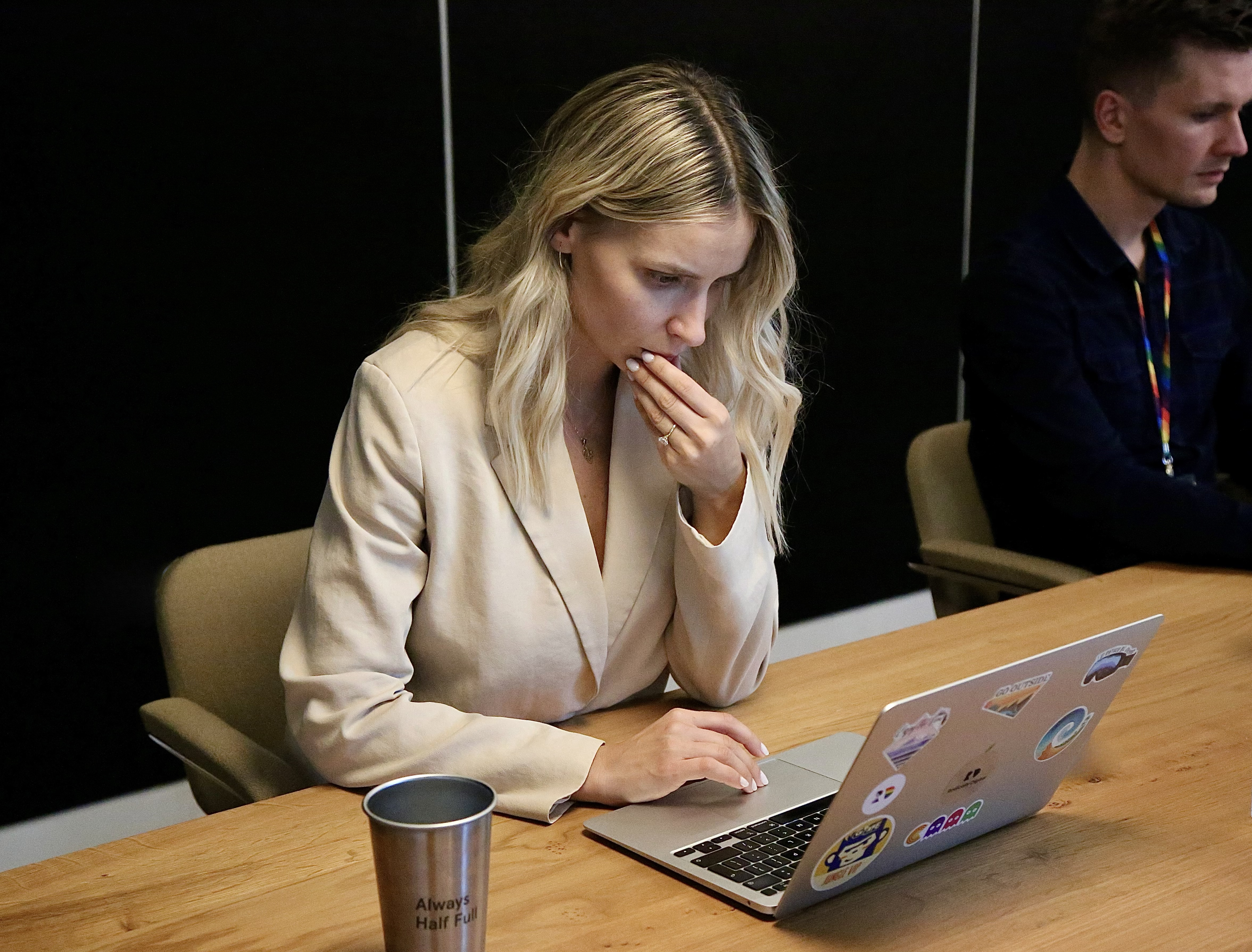 Woman working on laptop