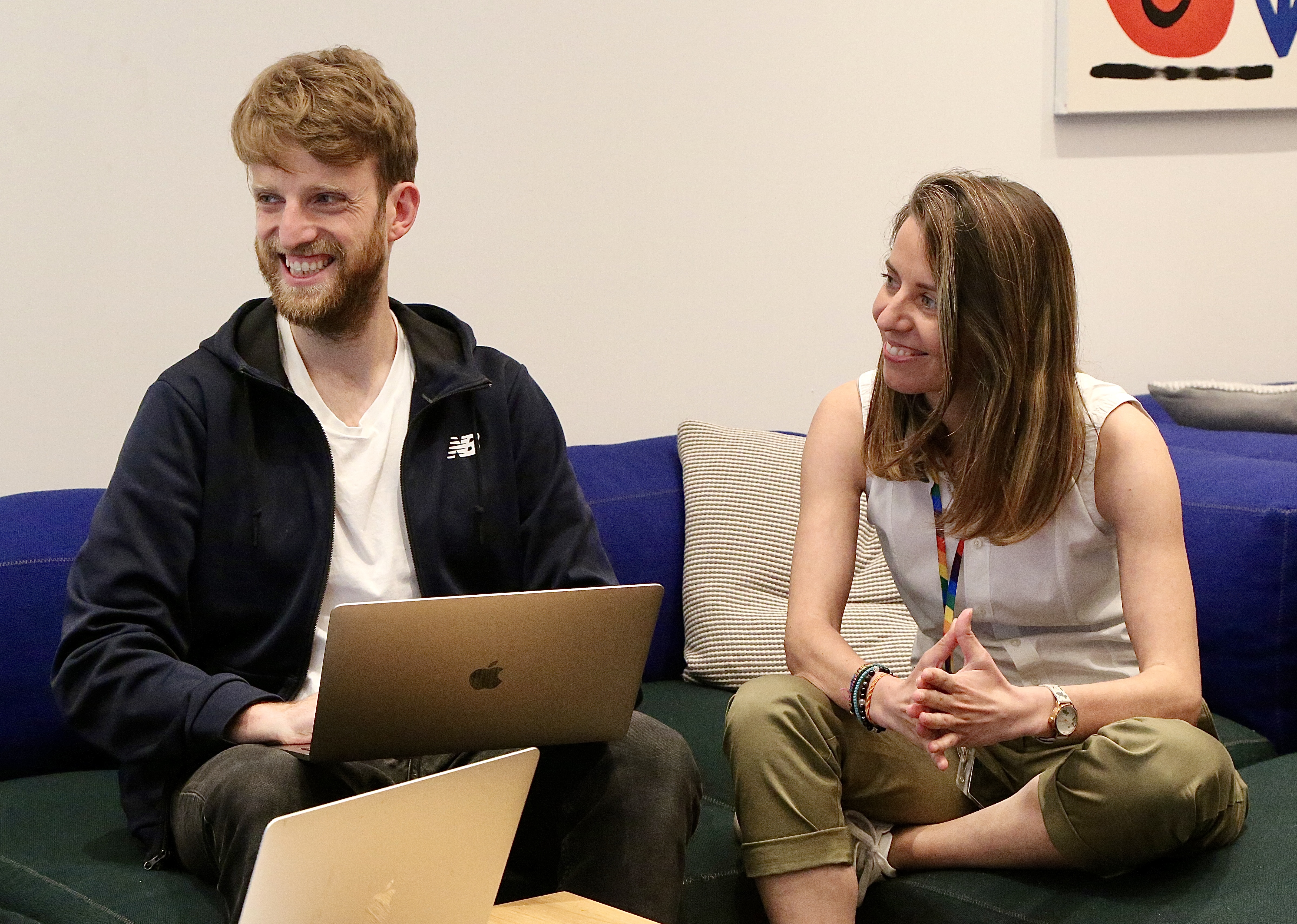 two colleagues working