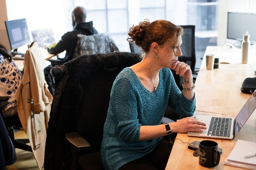 Lady working on laptop